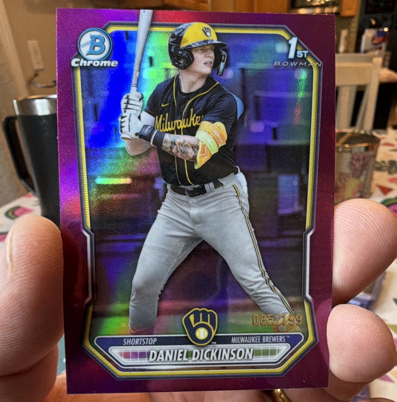 Topps 2024 Bowman Chrome 1st Bowman Daniel Dickinson Purple /199 BCP-50 Brewers