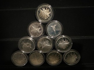 10 Coin 1989 S Proof CONGRESSIONAL Silver Dollar LOT OF TEN in capsules PF