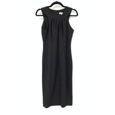 Calvin Klein Pleated Halter Neck Crepe Sheath Midi Dress Womens Sz 6 Black