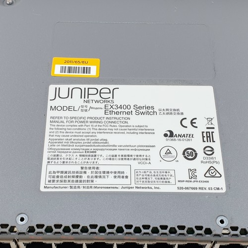 Juniper Networks EX3400-48P 48-Port Gigabit PoE+ Ethernet Switch - Picture 7 of 7
