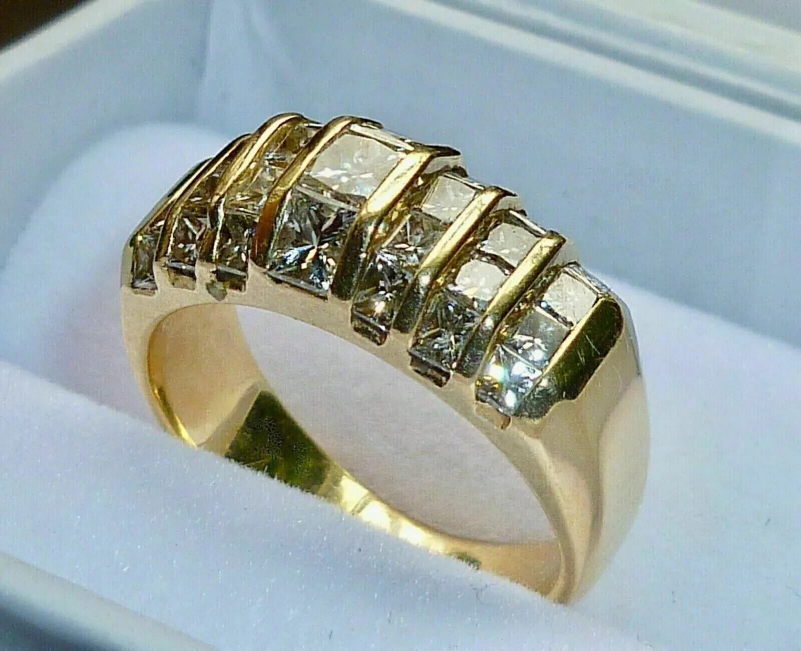3.00Ct Princess Cut Diamond Lab Created Engagement Ring 14K Yellow Gold Plated