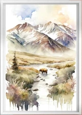 Denali National Park Watercolor Painting, Printable Wall Art for Nature Lovers