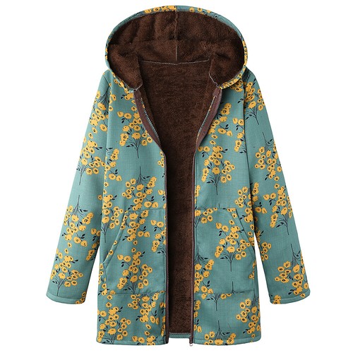 Cappotto donna invernale con cappuccio fiori di prugna donna caldo outwear giacca lunga taglie forti - Foto 49 di 83
