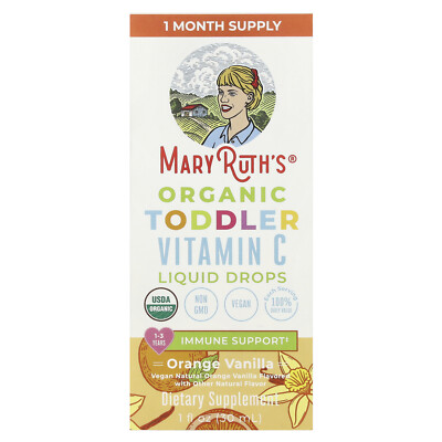 Organic Toddler Vitamin C Liquid Drops, 1-3 Years, Orange Vanilla, 1 fl oz (30