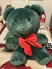 Christmas Plush Gummy Bear Pine Green Red Bow Holiday Time NWT 16  