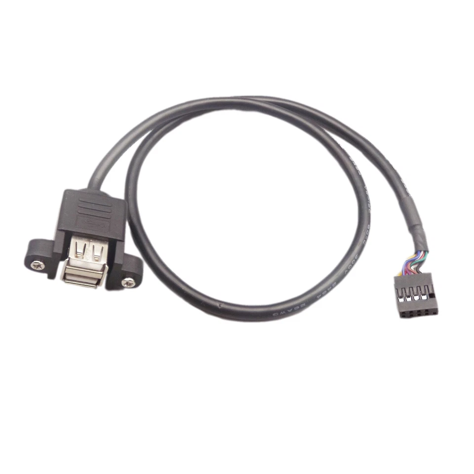 50cm 2 USB 2.0 A Female Panel Mount To 9 Pin PCB Female Motherboard Header Cable - Image 2 of 4