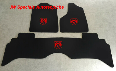 Autoteppich Fußmatten für Dodge RAM  2002'-2009' schwarz rot 3teilig Neu Velours