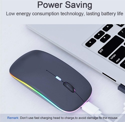 Souris sans fil RVB + Bluetooth silencieux Rechargeable ergonomique avec LED - Zdjęcie 5 z 13