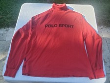 Vintage Polo Sport Ralph Lauren USA Made 90s Spell Out Turtle Neck Shirt Mens XL