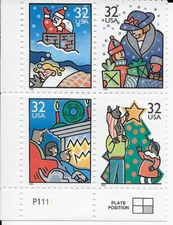 US Scott 3108-11, 1996, Christmas, Contemporary, block of 4, MNH, OG, F/VF