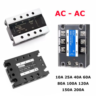 SSR Three Phase Solid State Relay Input 80~250VAC AC Controll AC 10A~200A