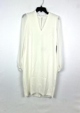 Vince Camuto Women’s V Neck Long Sleeve Ivory Dress Size 12, Two Small Ink Stain
