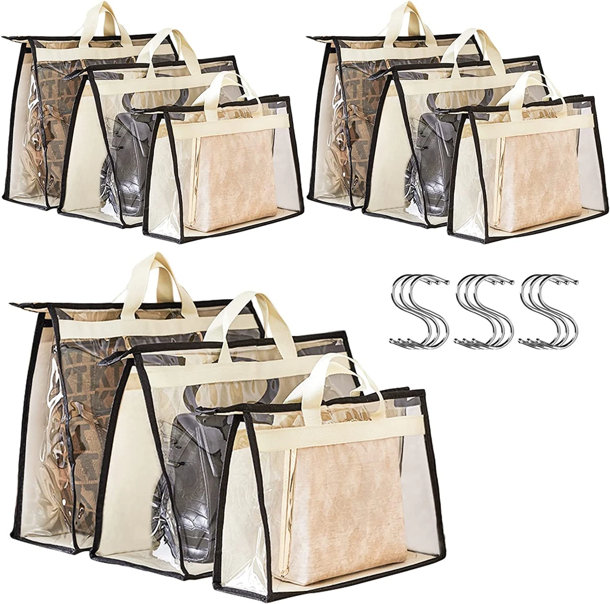 Handbag Dust Bags, Clear Purse Storage Organizer Purse Protector