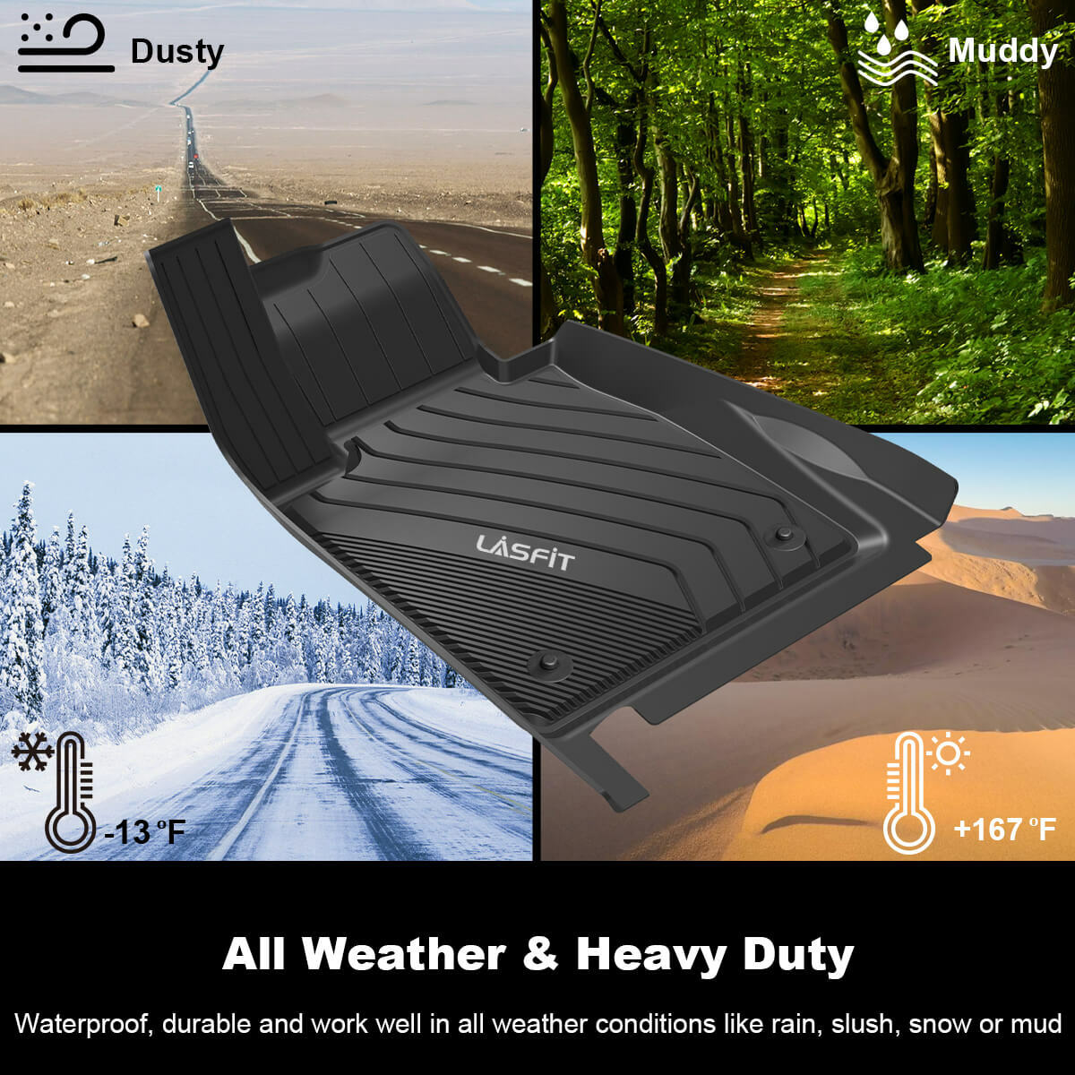 All Weather Floor Mats for 20152023 Super/Crew Cab Ford F150 Front