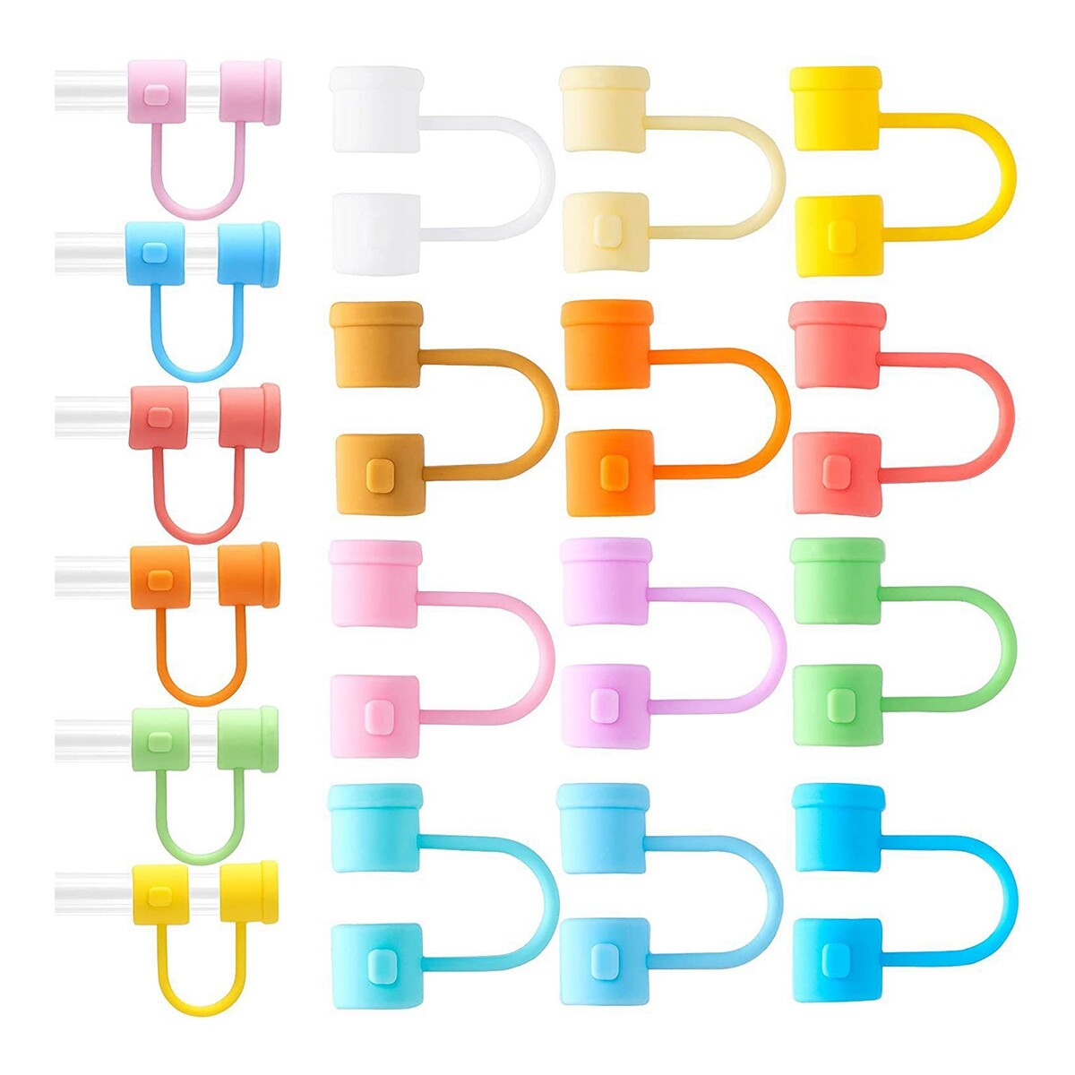 Reusable Silicone Straw Cover,Colorful Dust-Proof Straw Plug for Straws3098