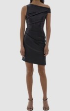  450 Helmut Lang Women's Black Faux Leather Asymmetric Dress Size Medium