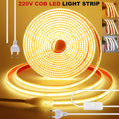 230V COB LED Streifen Wasserdicht 240LEDs/m Stripeband Lichtleiste Selbstklebend