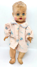 14" Baby Doll Blue Sleepy Eyes Jointed Arms  Legs Molded Hair VTG Well Loved