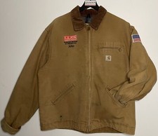 vintage Carhartt Detroit J01 jacket duck tan canvas blanket lined thrashed J97