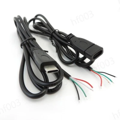 USB 2.0 Type C Male Female DIY Cable power Charger 1m 2m 2/4pin Connector Wire