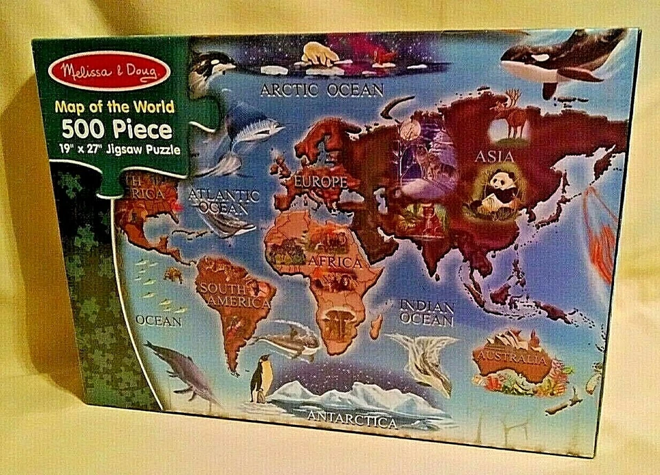 WORLD MAP PUZZLE NEW MELISSA & DOUG 500 PC 3171 SEALED 19 X 27 MAP OF THE WORLD. - Image 1 of 4