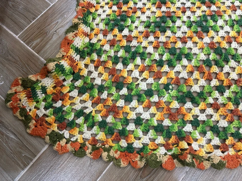 Manta de ganchillo afgano vintage colorida para sofá decoración del hogar edredón 138x116 cm Foto 4 de 4