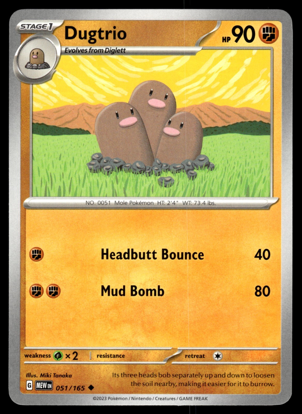 DUGTRIO - 051/165 - POKEMON 151 MEW-EN ENGLISH C/U SV - NM