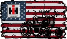 International Harvester Tractor IH US Flag Sticker Truck Car Decal pick a size