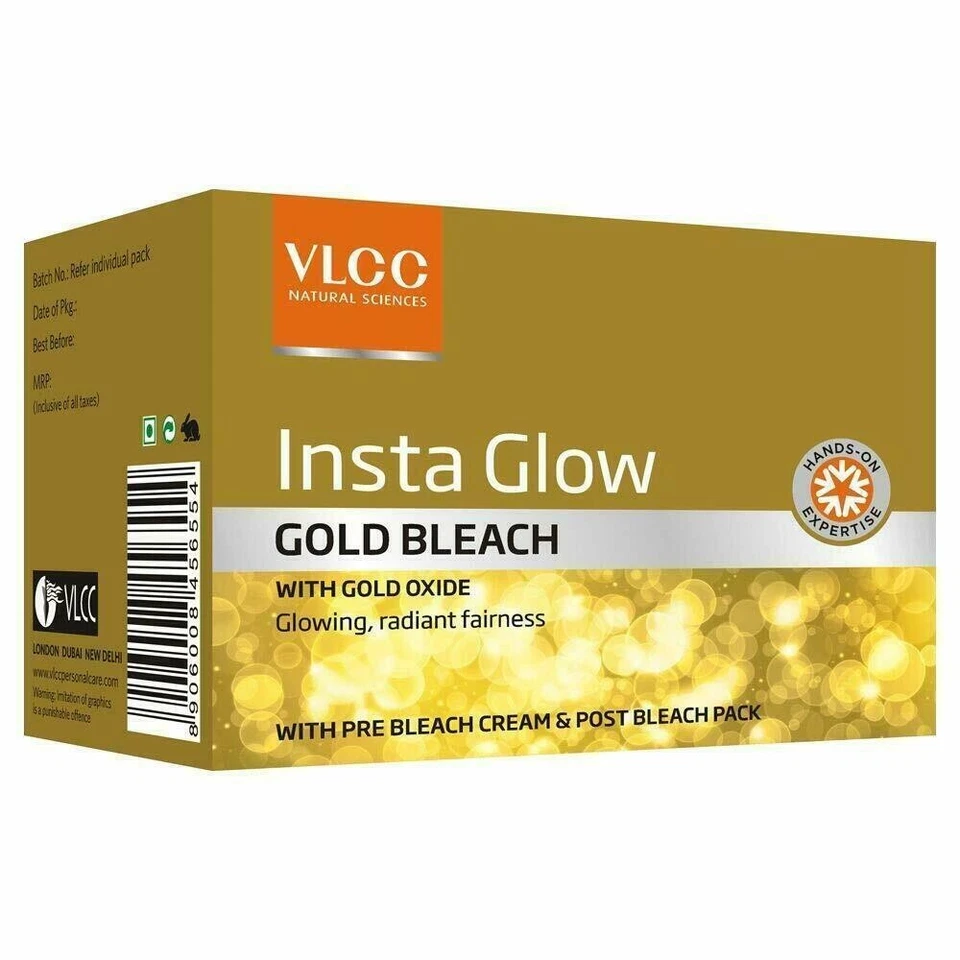 VLCC Insta Glow Fairness Gold Bleach Cream for Removing Tan Facial Hair 30g - Image 4 of 4