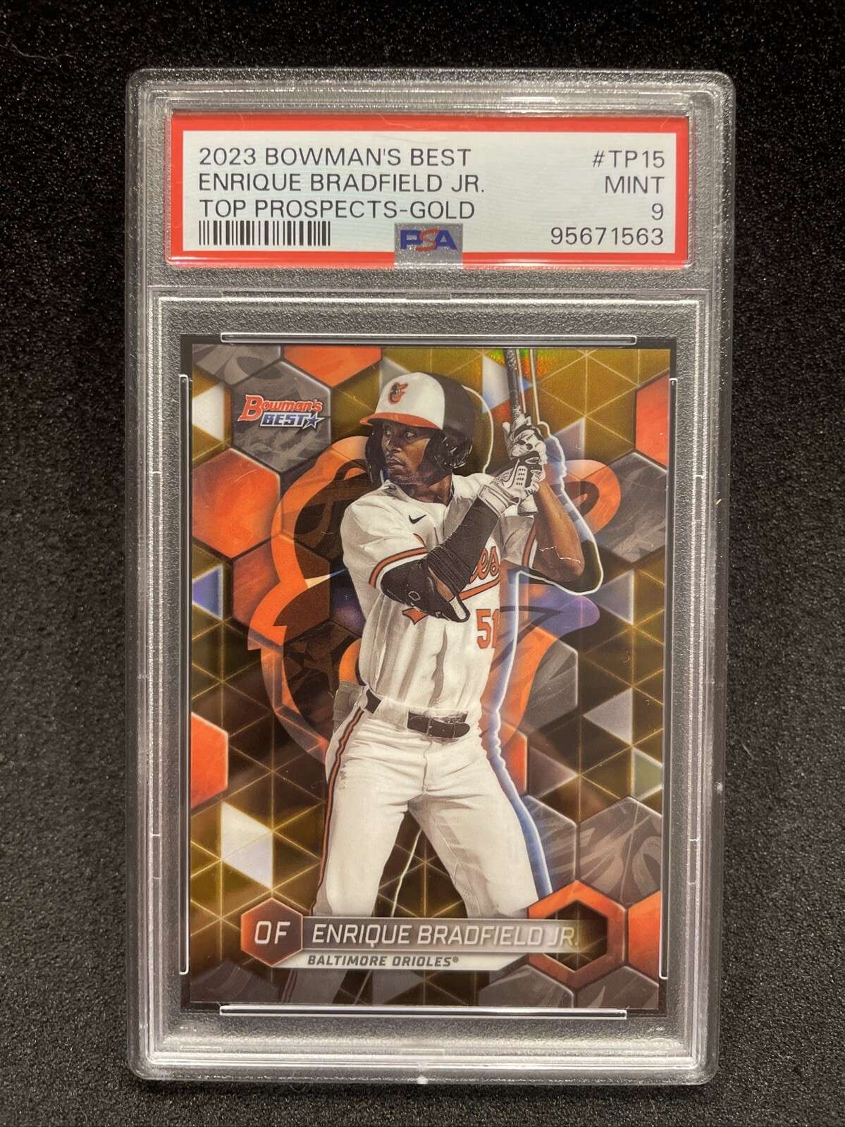 2023 Bowmans Best Enrique Bradfield’s Jr. Top Prospects Gold /50 PSA 9