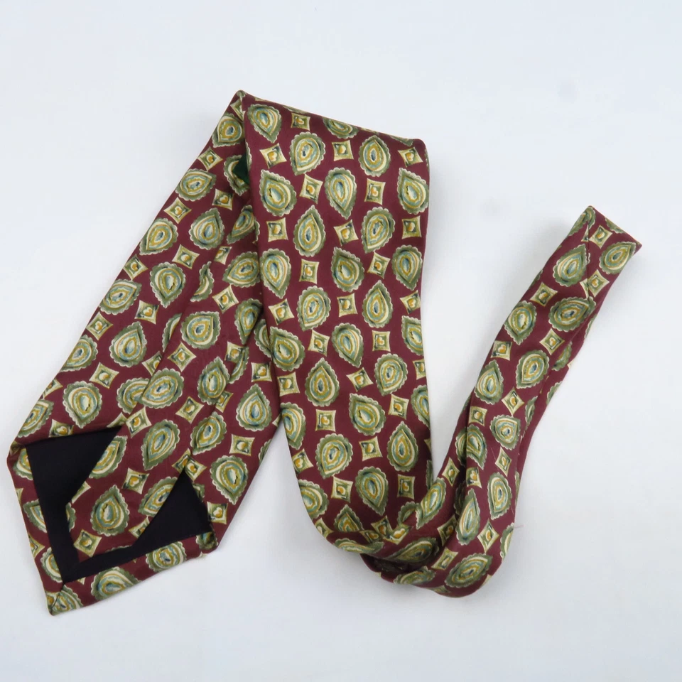 Saddlebred Mens Neck Tie Geometric Paisley Print Red Blue Yellow Green 54x3.75 - Image 4 of 4