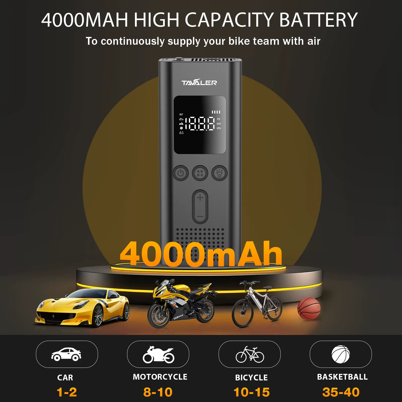 Mini Compressore Ad Aria Portatile per Auto per Pneumatici Auto Bicicletta Moto - Miniatura 5