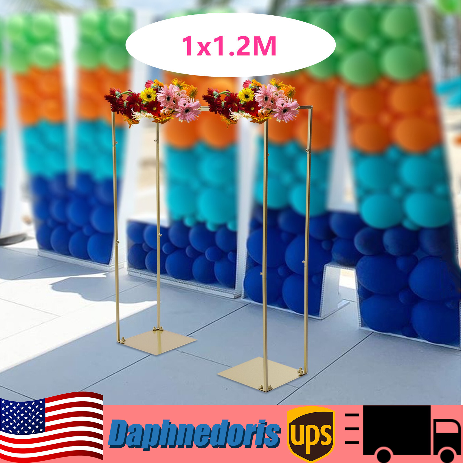 Golden Metal Wedding Arch Stand 1.2M for Party Decorations