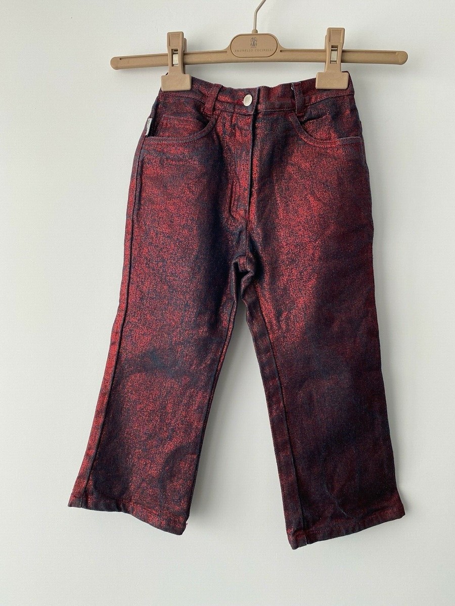 Moschino Bambino Girls Red Black Glitter Jeans Size years 92-98