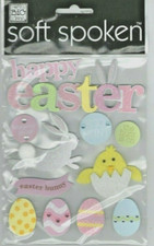 Soft Spoken Easter Bunny Chicks Dimensional Sticker Embellishments Decorations