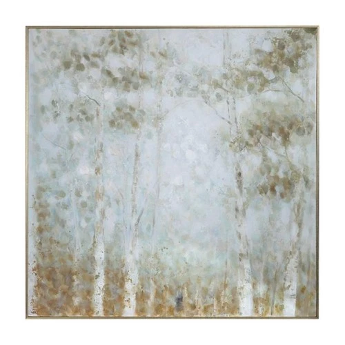 Uttermost Cotton Contemporary Wood Hand Painted Canvas in White/Green-blue - Picture 1 of 7