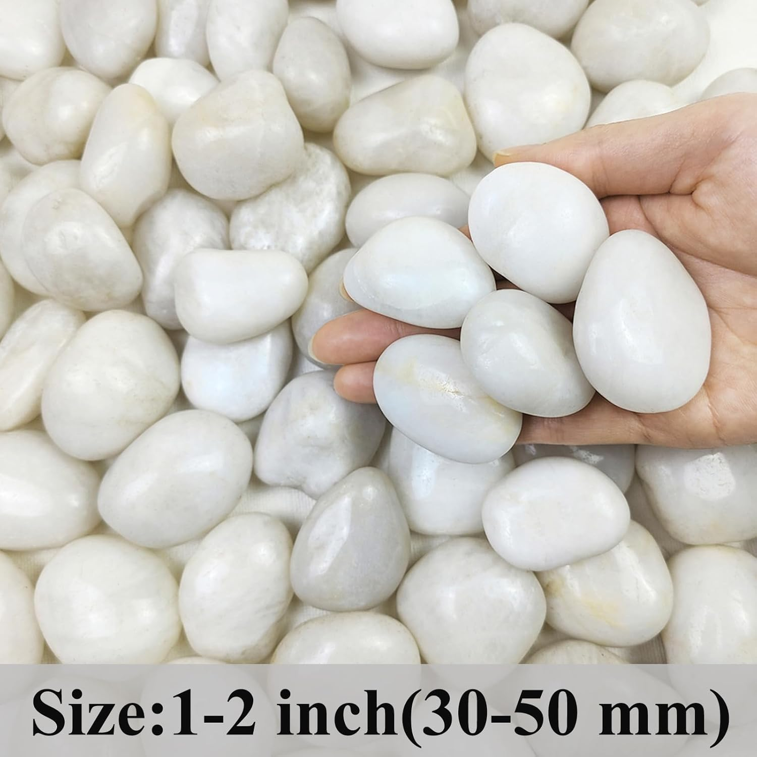 2 Lbs White Stones for Garden| 30-50 Mm Decorative White Pebbles for Plant Pots, view 2