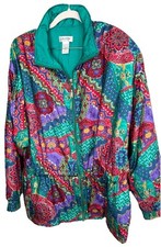 Vintage multicolor metallic 80s windbreaker jacket size large