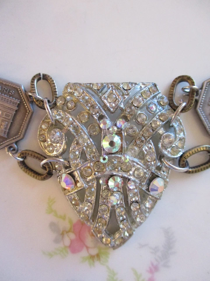 Vintage Rhinestone Shoe Clip Assemblage Bracelet - # 1 - Image 3 of 4
