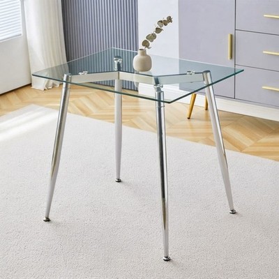 Stilvoller Glas Esstisch mit Chromstütze - Ideal für Esszimmer oder Cafés