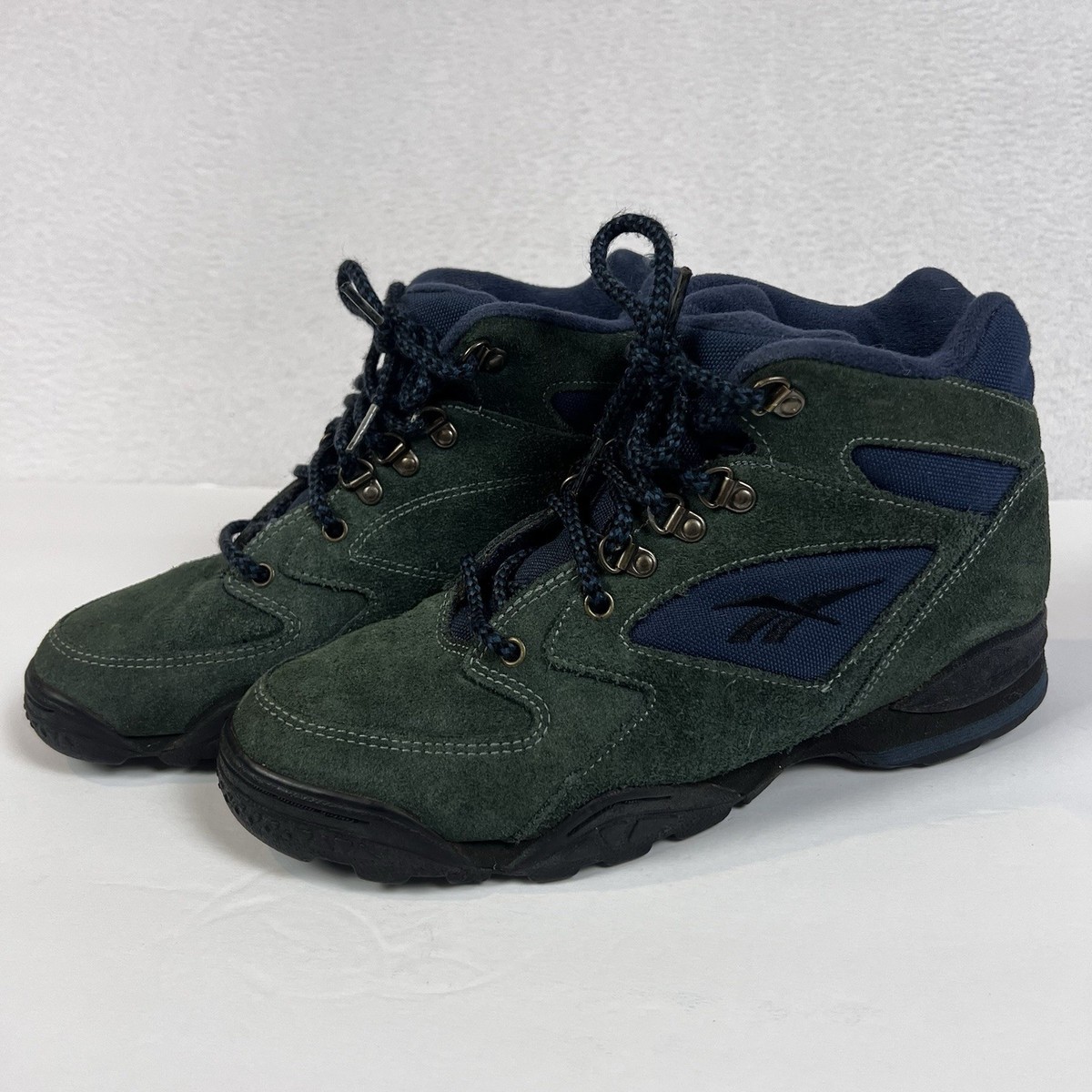 Vintage Reebok Boots 9.5 RA405KRI Hexalite Hiking Camping Green Suede Leather