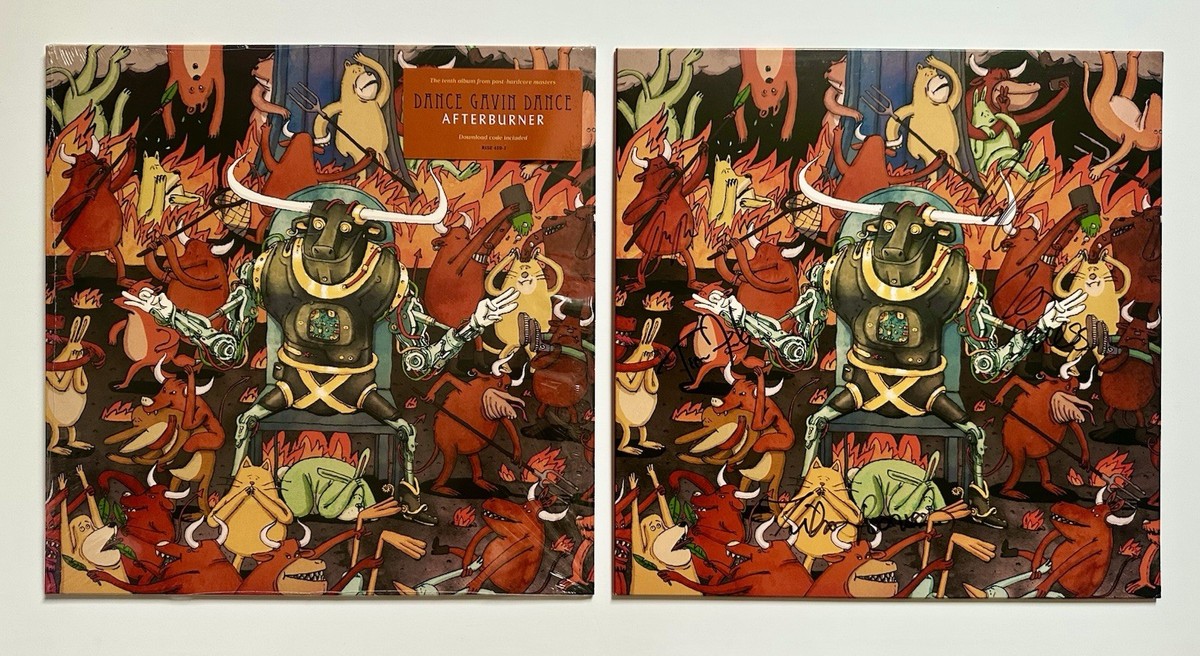 Dance Gavin Dance SIGNED Vinyl LP Afterburner ORANGE SWIRL