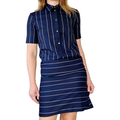 Mudo Hemdkleid Kleid Gr 34 XS Collection Kurz Blau Gestreift Blusenkleid