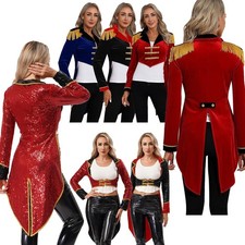 UK Women Ringmaster Cosplay Circus Show Blazer Jacket Uniform Victorian Tailcoat