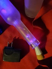  USB Rechargeable Wine Bottle MultiColor Lights w/Cork, Frosted & Blue Bottles !