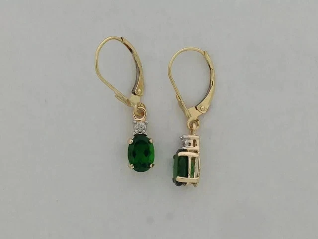 2Ct Pear Lab Created Green Emerald Drop & Dangle Earrings 14K Yellow Gold Plated - Image 2 of 4
