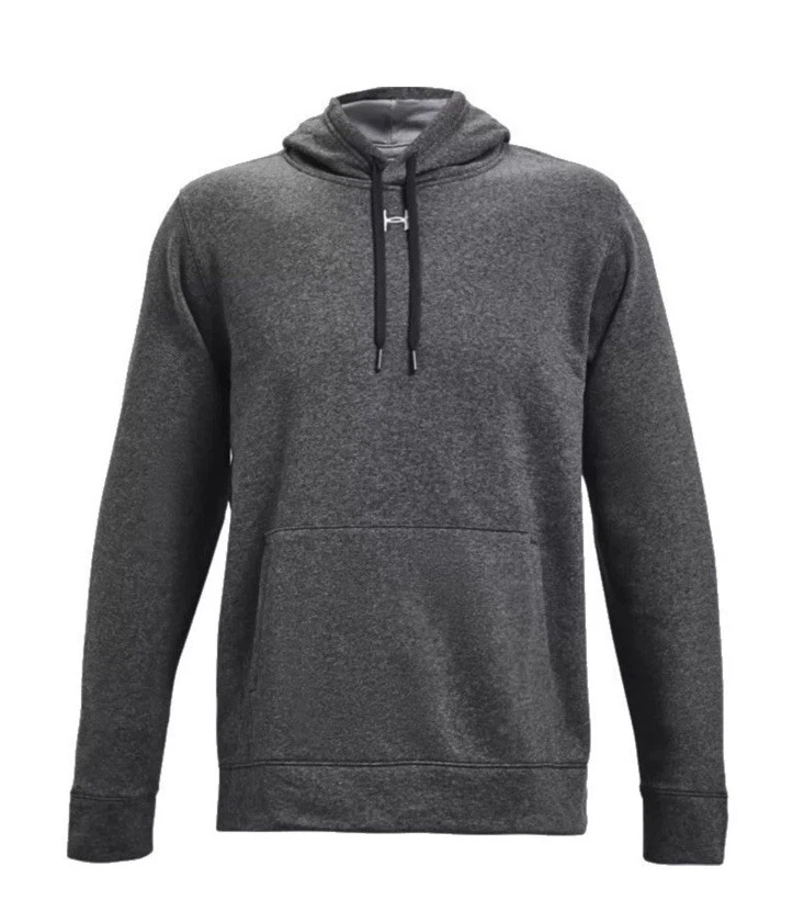 Men's Under Armour Hustle Fleece Hoodie 1300123 Carbon Heather NEW w Tags Large