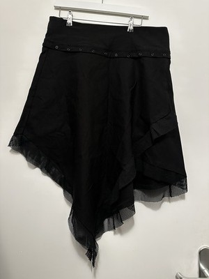 Killstar Catryna asymmetrisch Rock XL ungetragen Schwarz Netz Ösen Punk Gothic