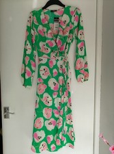 Image of Wallis Green & Pink Floral Print Wrap Dress Size 8 BNWT