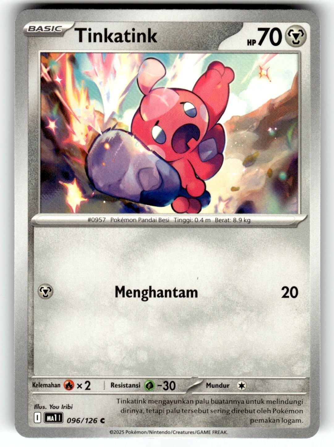 Pokemon Indonesian Mega Evolution Card 096/126 Tinkatink